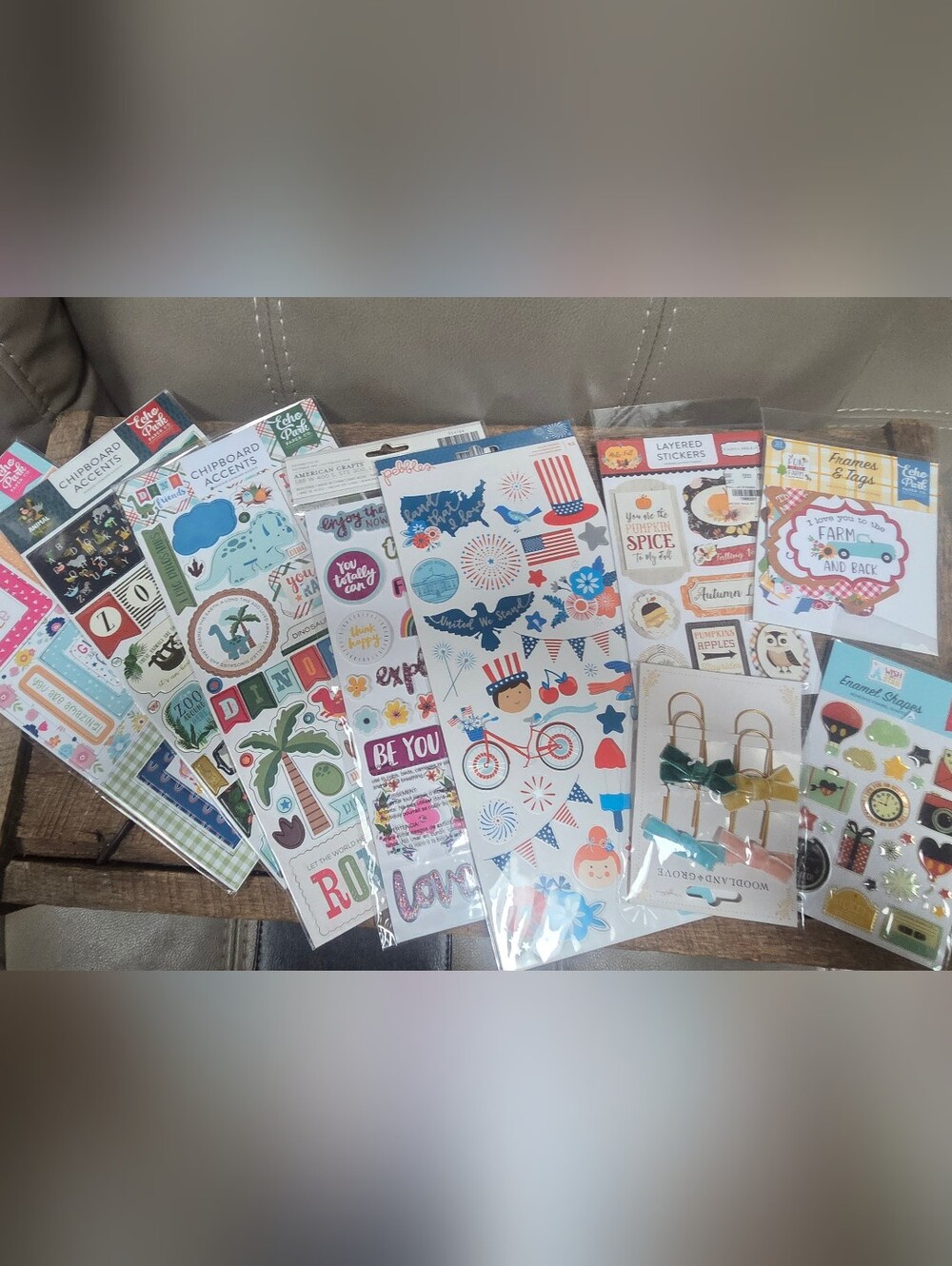Lot of 10 Mixed Scrapbooking Sticker & Embellishment Assortment Bin 10